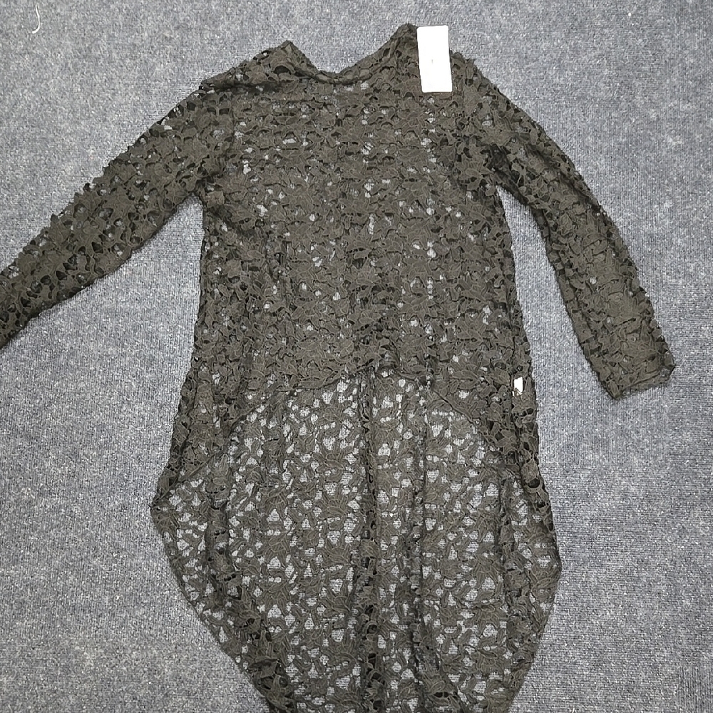 Chic Black Lace Long Sleeve Shirt Dress